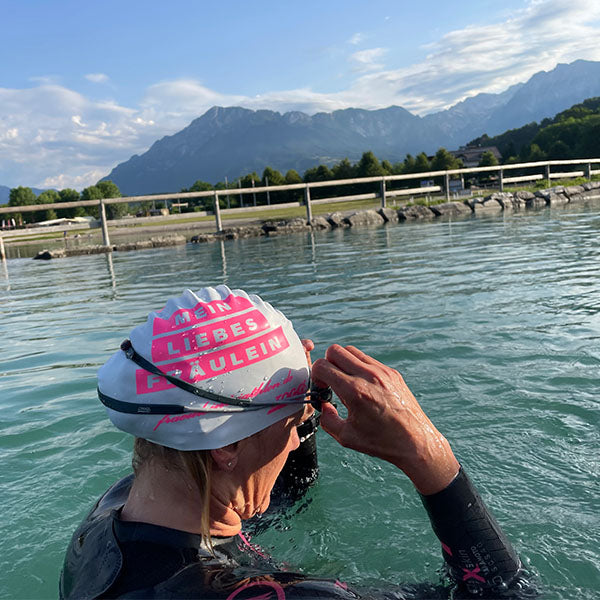 Fräulein Triathlon Badekappe Weiß